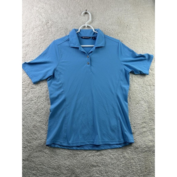 Cutter & Buck Polo Shirt Mens Medium Blue Performance Golf Athletic Stretch - Picture 1 of 11